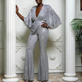 european and american new women's fashion: sequin sexy deep v backless jumpsuit pants - direct sales for  &