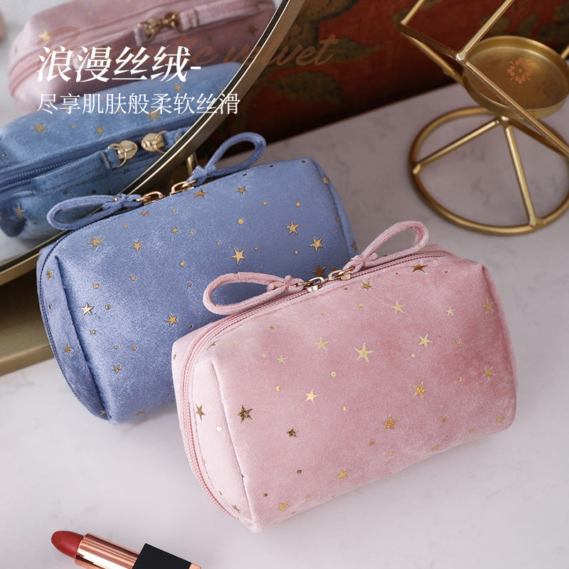 Flannel star hand-held cosmetic bag simple portable storage bag beautiful girl trend red envelope mobile phone storage bag
