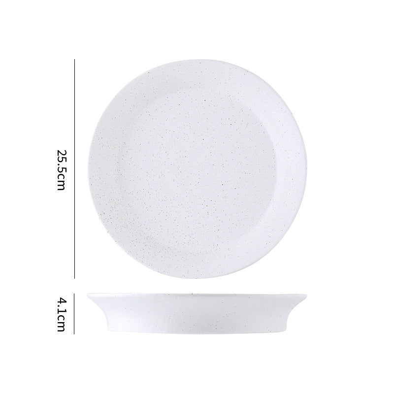 Minimalist blue & white polka dot ceramic dinnerware set - western dinner plates, restaurant & hotel quality ceramic tableware with polka dot design