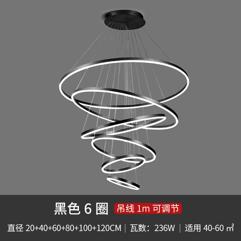 Living room chandelier modern simple lighting Internet celebrity light luxury Nordic lighting creative ring bedroom bar restaurant led