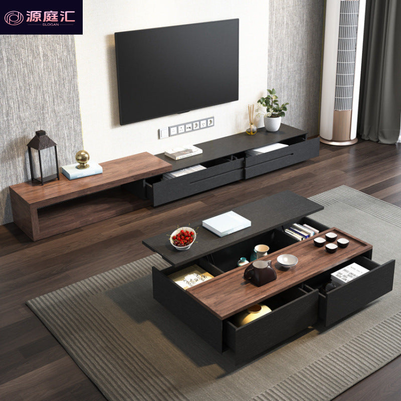 Modern home light luxury black tv cabinet small apartment new style coffee table high-end living room tv stand