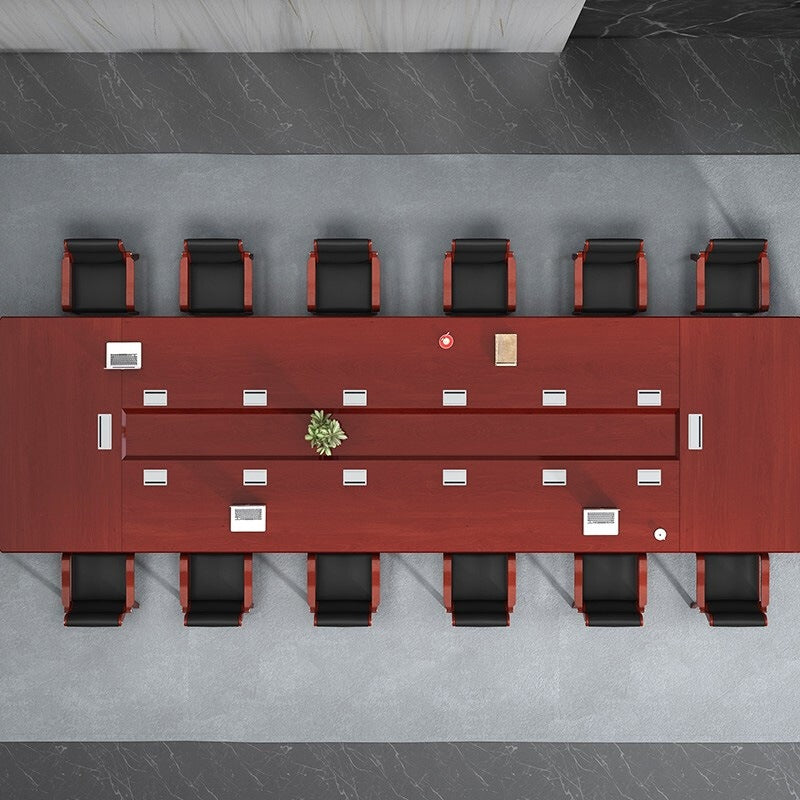 Saint li paint conference table with solid wood veneer, rectangular table, company meeting large negotiation table and chair set