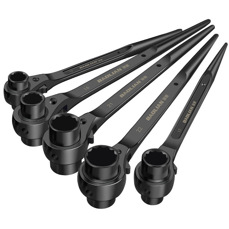 Baolian pointed tail ratchet wrench, thorn wheel, two-way quick wrench, dual-purpose automatic plum blossom socket suit, auto repair wheel
