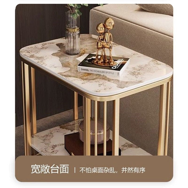 Italian light luxury modern slate side table small coffee table balcony living room for home small apartment casual suspended double-layer tea table