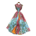 Fashionfashionablepositionprintingdress women's  summer lazy loose strap waist elegant pleated long skirt