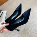 Comfortable heels: stiletto heels for women - 2025 french style work & professional black pumps - suede, spring, slimming