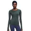 D19083: diqian apparel new seamless yoga top - women's long sleeve activewear for running, comfort, breathability, and fitness