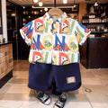 Boys' summer outfit set  new kids' summer style: trendy, edgy, and street-style short-sleeve and shorts two-piece set