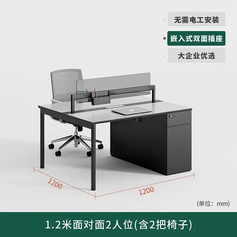 Office desk set for 2, 4, or 6 employees - modern minimalist workstation with chairs, ideal for office spaces and workstations