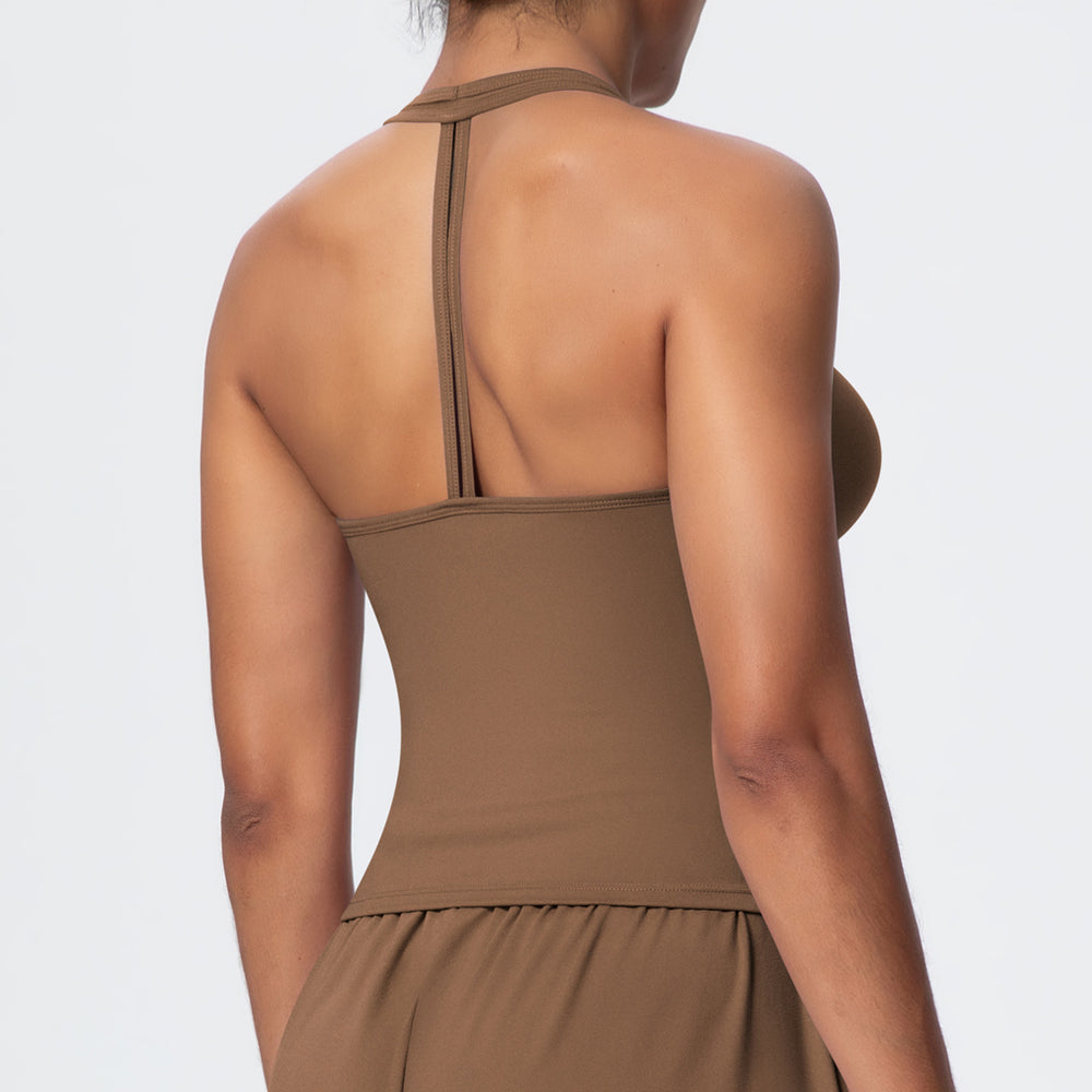New arrival cross-border pure color brushed quick-drying tight back v neck sports intimates running fitness yoga clothes suspenders for women