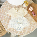 Baby girl summer floral patchwork romper with straps - sweet princess style infant outfit