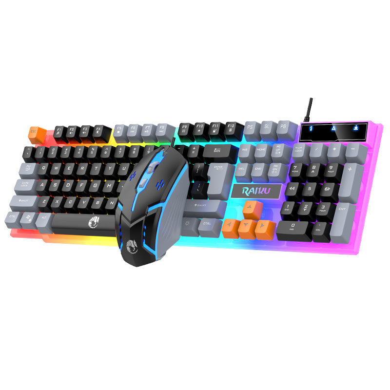 Leikui t26 wired color matching gaming keyboard and mouse suit luminous feel desktop computer notebook keyboard and mouse