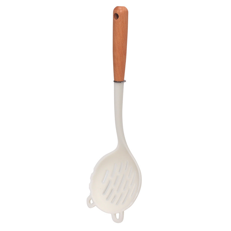 Beech handle transparent white silicone spatula food grade high temperature resistant spoon colander kitchen household cooking spatula set