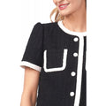 Amazon european and american bubble padded jacket with color block trim & slim-fit midi skirt set - new summer  collection