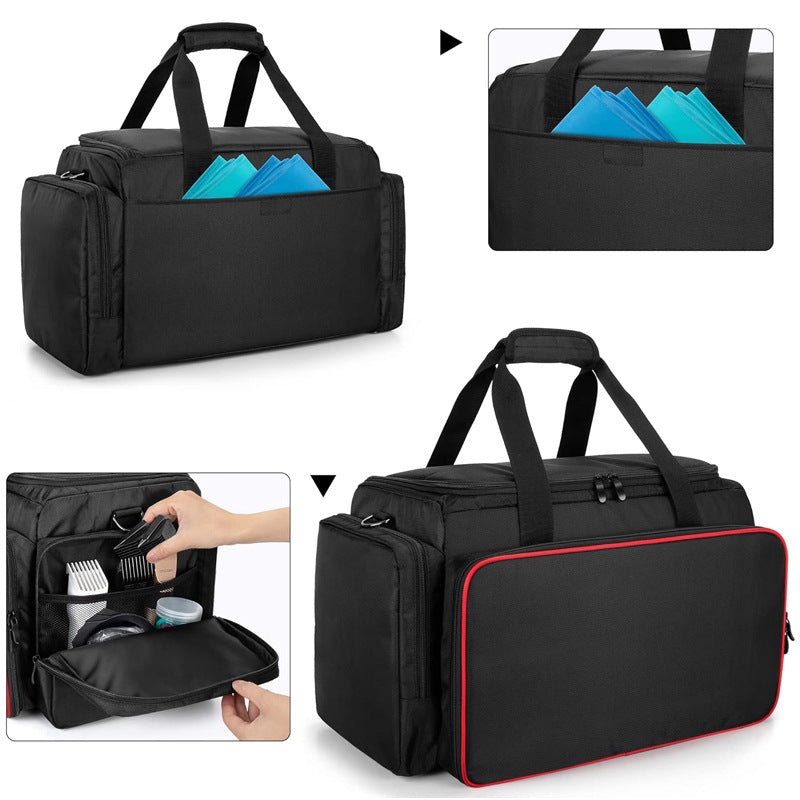 Portable haircut tool storage bag, shoulder large capacity wear-resistant Oxford cloth professional hairdresser bag manufacturer customization