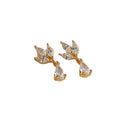 Korean style new fashion elegant copper stud earrings women's earrings high-end inlaid zircon teardrop round pendant earrings