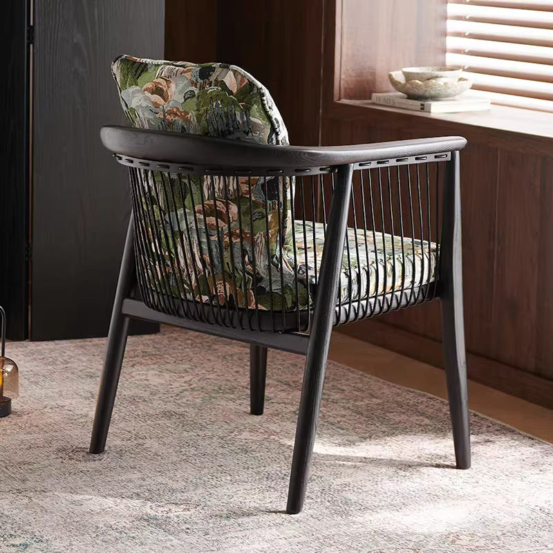New chinoiserie restaurant violin solid wood accessible luxury dining table and chair tea room design classy armrest for home walnut master chair