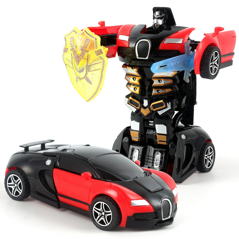 Kids' impact-activated transforming inertia car - boys' toy, impact-transforming sports car, racing car - wholesale for night market, park, and street vendor goods