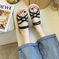Women's slippers for outdoor wear, 2024 summer new korean style, trendy roman fairy flat sandals, student-style one-strap slides