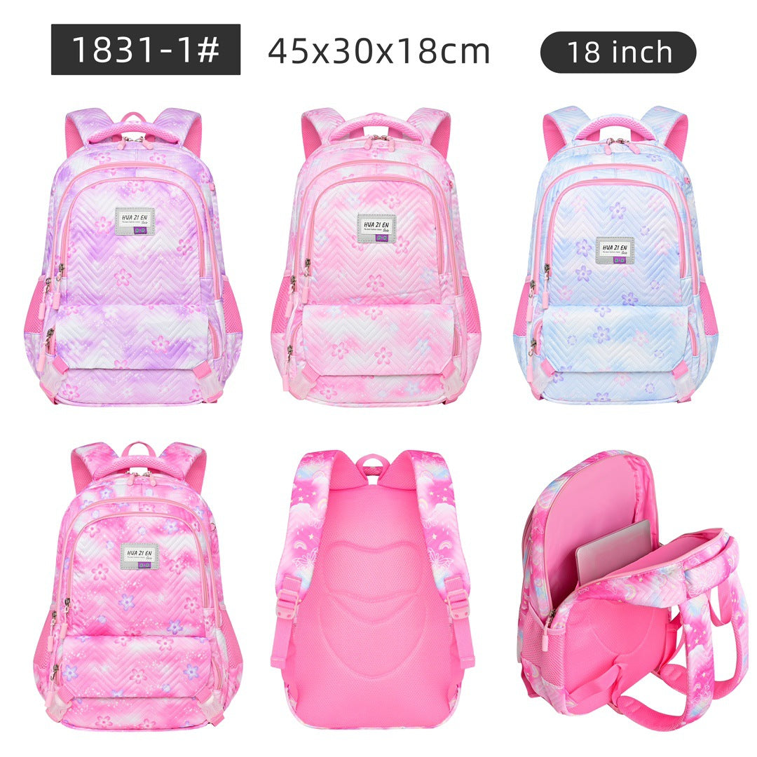 Primary and secondary school girls schoolbag large capacity gradual change backpack to reduce the burden of spine protection ultra light children bag cute