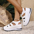 summer new arrival: wedge heel sandals - closed toe, hollow-out design, breathable, women's export style, plus size platform chunky sole, velcro closure