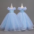 Girls' formal dress - european & american style long flower girl dress - puff sleeve banquet party kids princess dress - cross-border ready stock