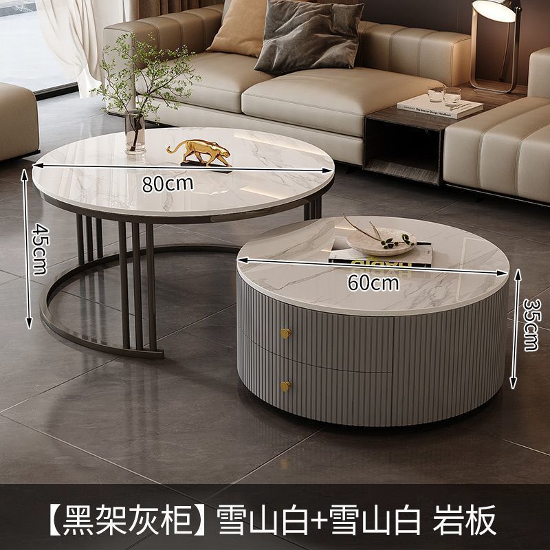 Rock slab coffee table modern casual solid wood round small apartment coffee table living room accessible luxuryfor home normcore folding marble