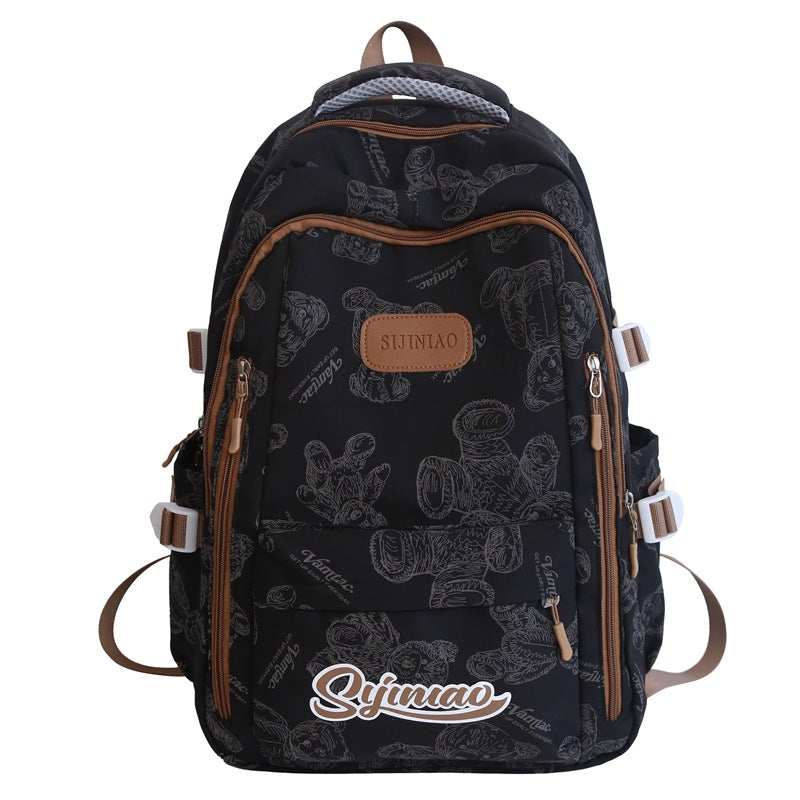 Simple and versatile ins campus style backpack female solid color large capacity high school student schoolbag travel computer backpack