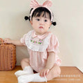 Baby girl summer outfit korean style lace collar short sleeve princess romper infant summer short sleeve bodysuit fashion onesie