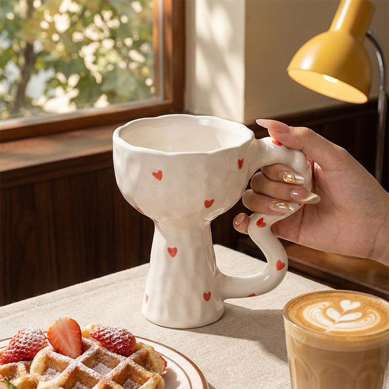 Vintage style mug irregular water cup niche mug hand-painted ceramic coffee cup creative gift handheld cup
