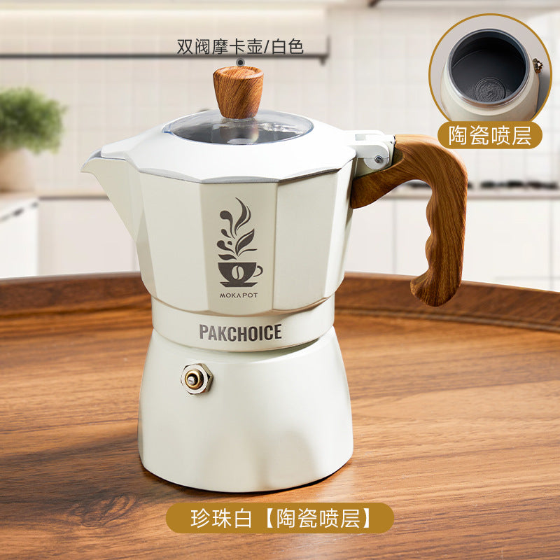 New moka pot 3rd generation double valve home italian espresso hand brew coffee maker portable coffee maker coffee set