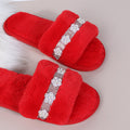 autumn and winter new arrivalk-style imitation rabbit stuffed fish mouth flower cotton slippers soft bottom home pure color cotton slippers dropshipping