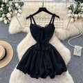 K-style white pure desire style lace suspender easiest for matchdress women's summerhigh waistslimming look flower bud puffy skirtelegant