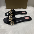 Za2025 summer new flat sandals - gold floral women's sandals with thick sole - vacation sandals for women