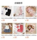 Kids clothing cross-border exclusive i lapel plaid shirt camisole jeans three-piece children's clothing