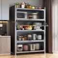 Heightened kitchen steel storage all-in-one column storage cabinet with wheels multi-layer floor-standing storage rack movable cupboard cupboard