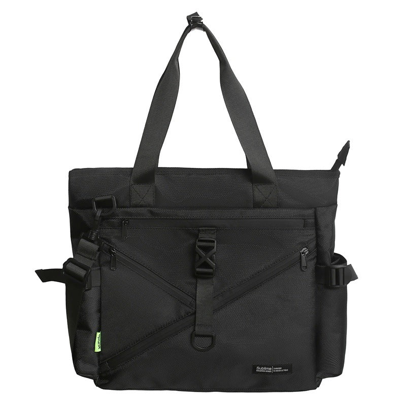 Cross-border trendy brand large-capacity tote bag, middle school student men's and women's multi-functional handbag, college student Oxford cloth messenger bag