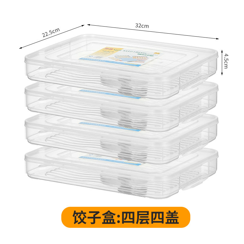 Dumpling box, freezer box, special food grade for refrigerator, household kitchen tray, quick-frozen wonton fresh-keeping storage box with lid