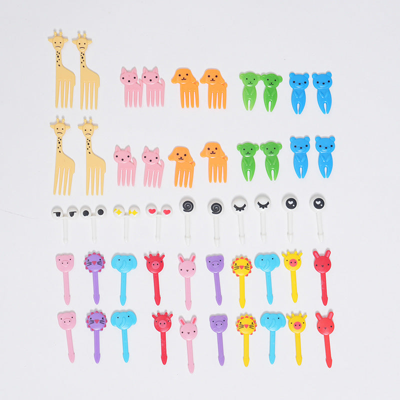 Japanese cartoon fruit picks creative children's food forks cake forks cute animal dessert forks plastic fruit forks