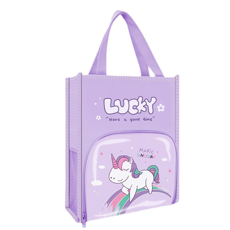 Primary and secondary school students high-value thickened tutoring bag wholesale waterproof file bag children's tutoring bag cartoon art bag