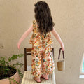 Girls' cartoon dress set - trendy and cute summer outfit for toddlers and young girls - casual floral print