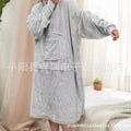 new product fall and winter flannel pullover lazy clothes tv blanket hooded double flap pocket pantsheattech nightgown home clothes