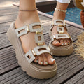 Wholesale women's plus size platform sandals:  summer new fashion hollow-out peep-toe wedge sandals