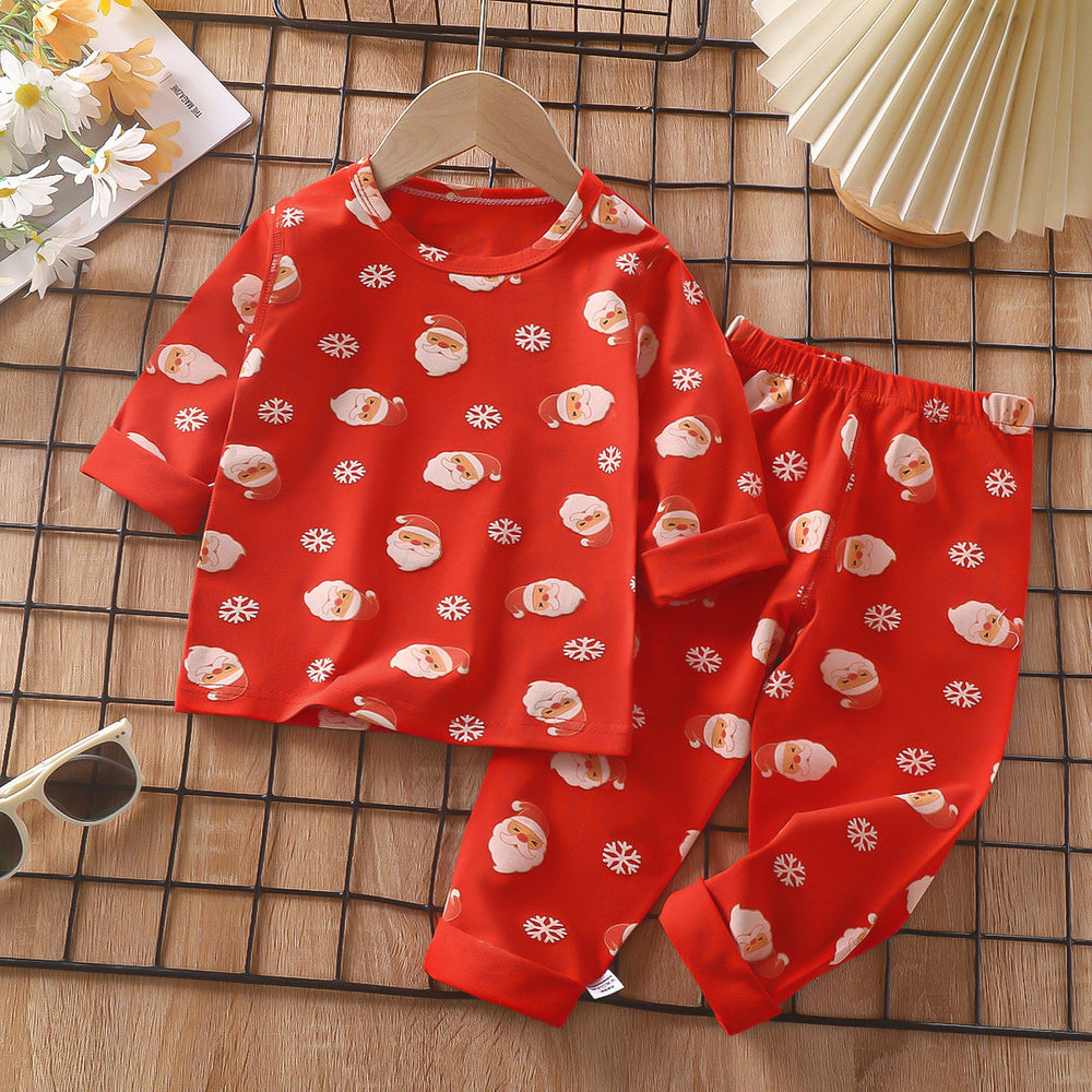 Kids' pajama set spring lycra cotton baby underwear boys' loungewear girls' thermal underwear children's clothing wholesale