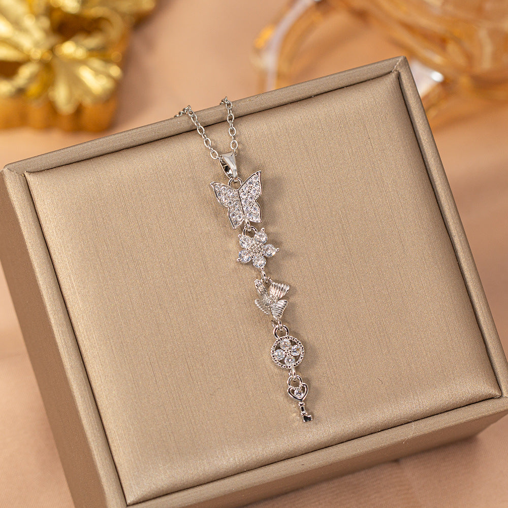 [titanium steel] fashion fashion hot selling tassel necklace women's light luxury high-end versatile clavicle chain jewelry