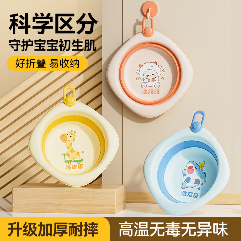 New arrivalkids cartoon foldable washbasin newborn baby essential foot washing butt special vertical material small basin