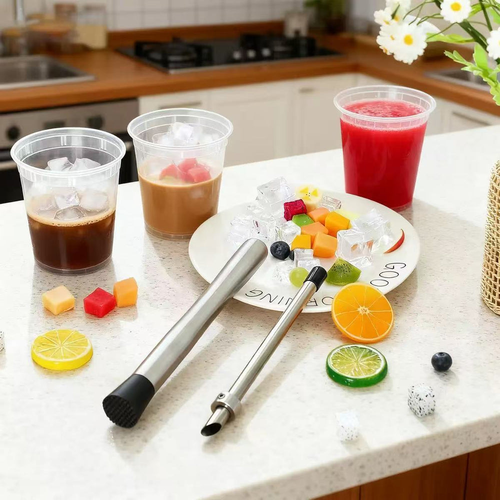 new product straw hole punch and stirrer suitable for lemonade plastic lid cup squeeze lemon supplies