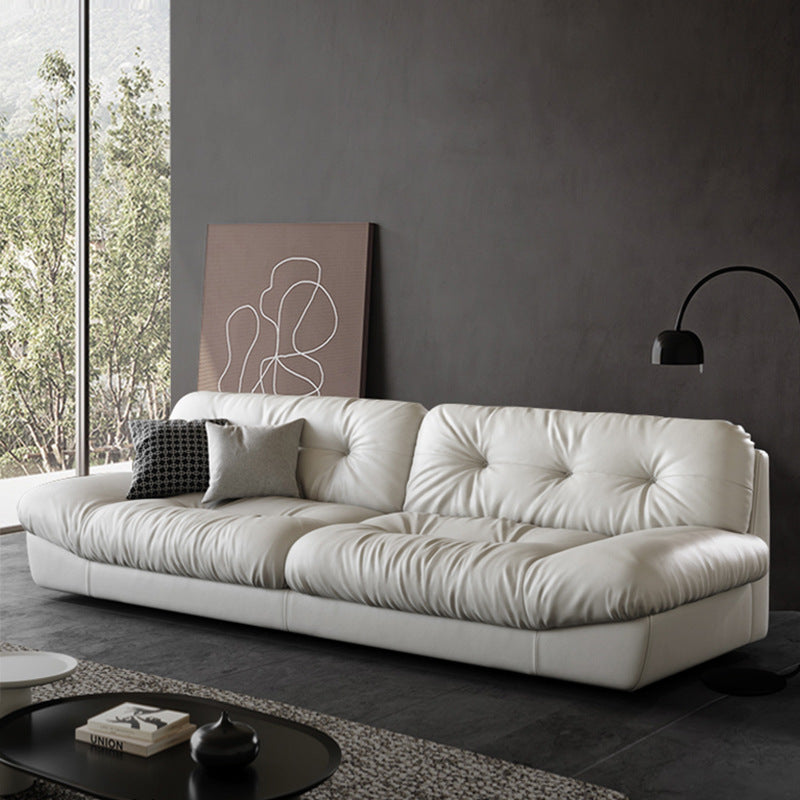 Italian minimalist living room genuine leather sofa designer straight row small apartment cream style lazy cloud sofa