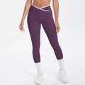 new arrivalfashioncontrast color cross tight high elastic high waist loose pants sports running fitness yoga nine-point pants