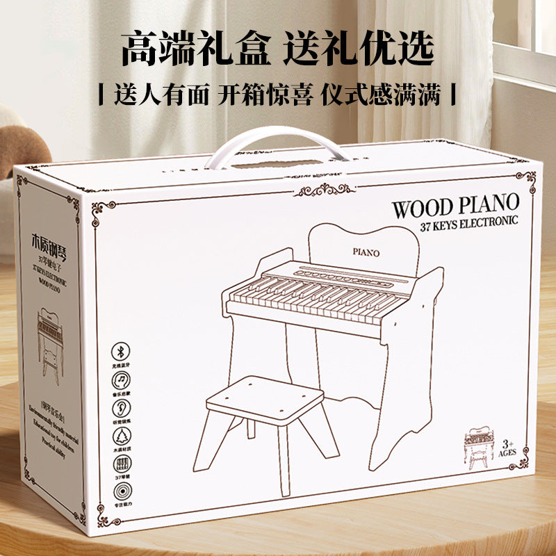 Wooden mini piano - kids' toy, beginner electronic keyboard, small educational instrument for boys and girls, baby and infant birthday gift
